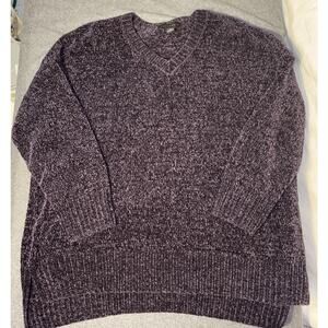Sanctuary Women's V-Neck Sweater in Eggplant Sz 2x Comfy Soft Cottagecore